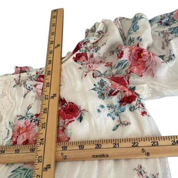 Womens Floral Peasant Dress With Tassel Detail By Xhilaration Size L White & Pin - Picture 7 of 7